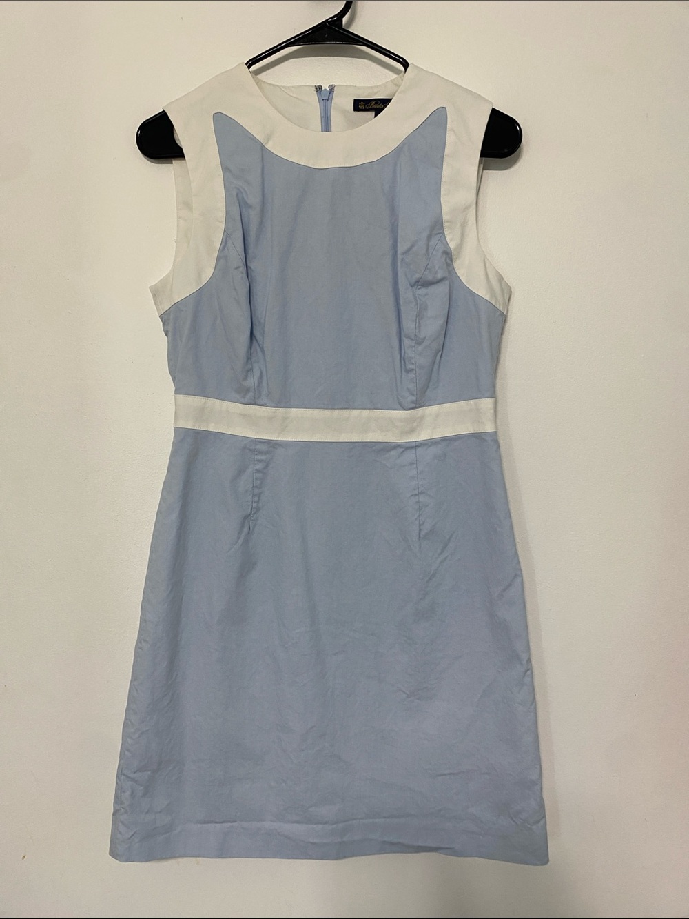 Brooks Brothers Pale Blue and White Sleeveless Shift Dress